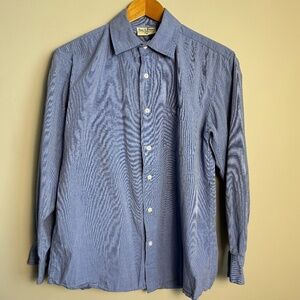 Steve & Barry's Men's Vintage Inspired Long Sleeve Button Up Shirt Blue Small
